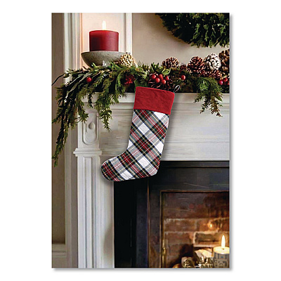 Tartan Velvet Stocking, 8.5 x 22, Cream Plaid (5213811572)