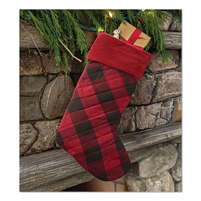 Tartan Velvet Stocking, 8.5 x 22, Red/Black Buffalo Check (52138144213)