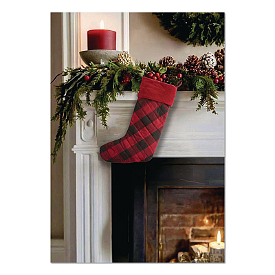 Tartan Velvet Stocking, 8.5 x 22, Red/Black Buffalo Check (52138144213)