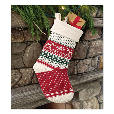 Fair Isle Christmas Stocking, 7.5 x 24, Red Fair Isle Print (52138249745)
