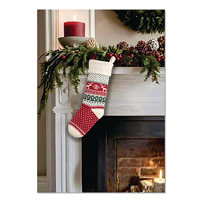 Fair Isle Christmas Stocking, 7.5 x 24, Red Fair Isle Print (52138249745)