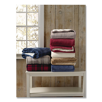 Wicked Plush Sherpa Throw, 50 x 60, Nautical Navy Plaid (50771733018)