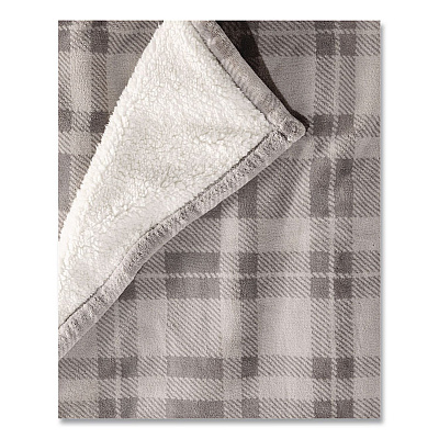 Wicked Plush Sherpa Throw, 50 x 60, Harbor Gray Plaid (50771735333)