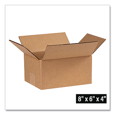 National Brand Shipping Boxes, Regular Slotted Container (RSC), 6" x 8" x 4", Kraft, 25/Bundle (80604)