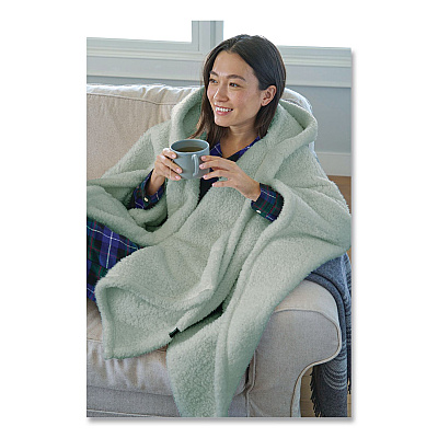 Cozy Sherpa Wearable Throw, 58 x 60, Silver Sage (51484649461)