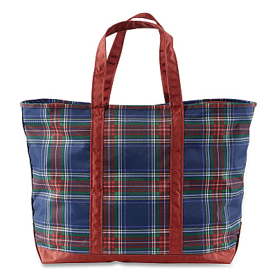 Large Polyester Everyday Lightweight Tote, 17" x 7.5" x 15", Navy Stewart/Red (302388157235)
