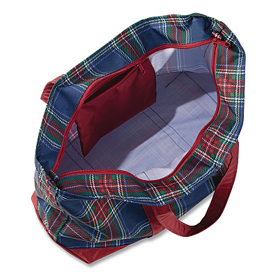 Large Polyester Everyday Lightweight Tote, 17" x 7.5" x 15", Navy Stewart/Red (302388157235)