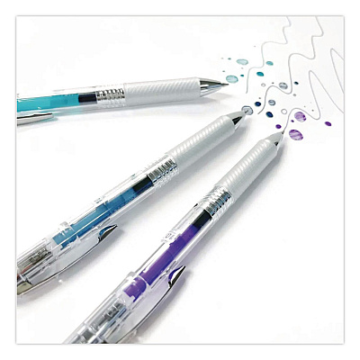 Pentel EnerGel ICE RTX Liquid Gel Pen, Retractable, 0.7 mm Medium, Assorted Ink, Clear Barrel, 5/Pack (BL77TLBP5M)