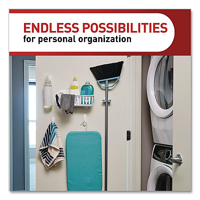 Command Closet Organization Essentials Variety Kit, Broom Gripper and (2) Utility Hooks, Plastic, White, Supports 4 lb, 3/Pack (17235ES)