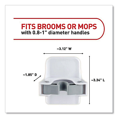 Command Closet Organization Essentials Variety Kit, Broom Gripper and (2) Utility Hooks, Plastic, White, Supports 4 lb, 3/Pack (17235ES)