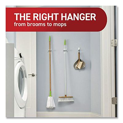 Command Closet Organization Essentials Variety Kit, Broom Gripper and (2) Utility Hooks, Plastic, White, Supports 4 lb, 3/Pack (17235ES)