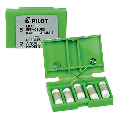 Pilot Dr. Grip Mechanical Pencil Eraser Refill for Pencil Marks, White, 5/Pack (70001)