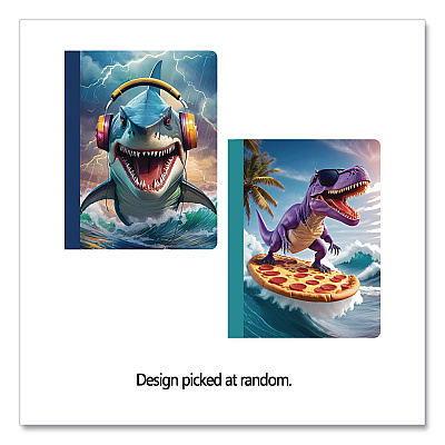ECCOLO Composition Notebooks, Wide/Legal Rule, Dino or Shark, Randomly Assorted, (80) 9.75 x 7.5 Sheets (ST844D)