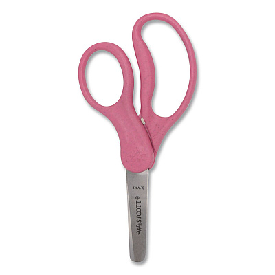 Westcott KleenEarth Rice Husk Kids Scissors, Rounded Tip, 5" Long, 2" Cut Length, Straight Assorted Color Handles, 6/Pack (00684)
