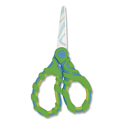 Westcott Vibez Student Scissors, Pointed Tip, 5" Long, 2.25" Cut Length, Straight Green/Blue Handle (00858)