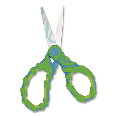 Westcott Vibez Student Scissors, Pointed Tip, 5" Long, 2.25" Cut Length, Straight Green/Blue Handle (00858)