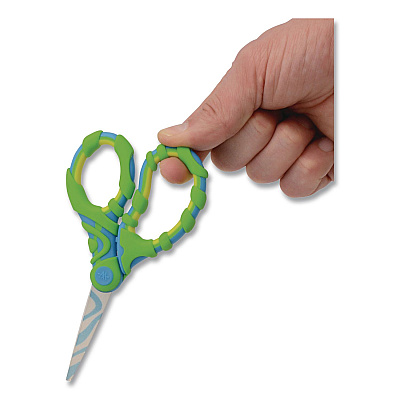 Westcott Vibez Student Scissors, Pointed Tip, 5" Long, 2.25" Cut Length, Straight Green/Blue Handle (00858)