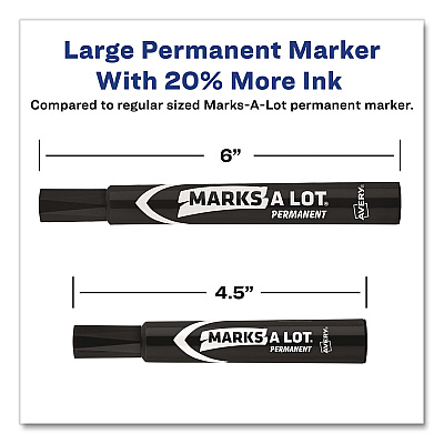 Avery MARKS A LOT Tank Permanent Marker, Chisel Tip, Black (08888EA)