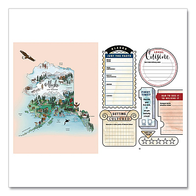 Quarto 50 States Bucket List Guided Journal, Blue Cover, (176) 8.75 x 6.75 Sheets (978076038849)
