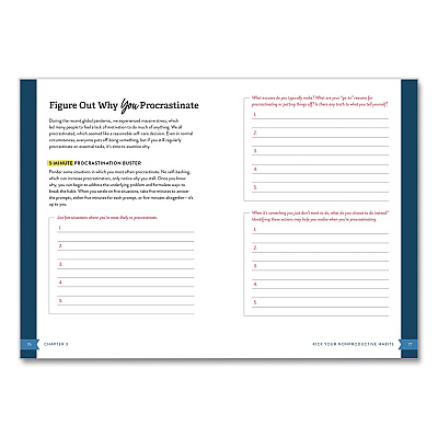 Quarto 5-Minute Productivity Workbook Journal, White/Blue/Red Cover, (192) 8 x 6 Sheets (978078584205)