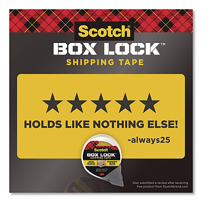 Scotch Box Lock Packaging and Shipping Tape, 3" Core, 1.88" x 38.2 yd, Clear, 3/Pack (3950S3)