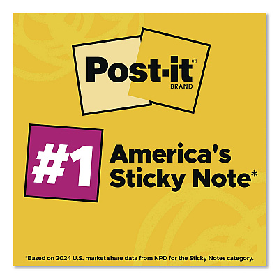 Post-it Notes Super Sticky Pads in Playful Primary Colors, Note Ruled, 4" x 4", 90 Sheets/Pad, 4 Pads/Pack (6754SSAN)