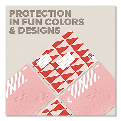 Scotch Designer Self-Sealing Bubble Mailer, #2, Self-Adhesive Closure, 8.5 x 11, Red, 4/Pack (8912DR24)