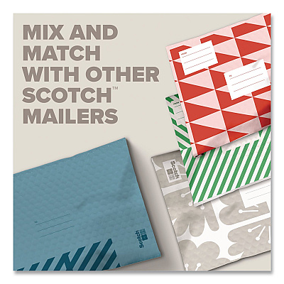 Scotch Designer Self-Sealing Bubble Mailer, #2, Self-Adhesive Closure, 8.5 x 11, Red, 4/Pack (8912DR24)
