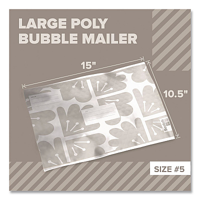 Scotch Designer Self-Sealing Bubble Mailer, #5, Self-Adhesive Closure, 10.5 x 15, Taupe, 12/Pack (8915DT512MC)