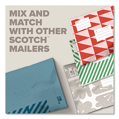 Scotch Designer Self-Sealing Bubble Mailer, #5, Self-Adhesive Closure, 10.5 x 15, Taupe, 12/Pack (8915DT512MC)