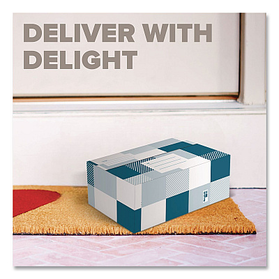 Scotch Designer Small Mailing/Shipping Box, 6 x 9 x 3.75, Blue/White Plaid (SDBOXSM)
