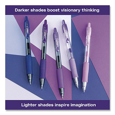 Pilot G2 Edge Colors of Creativity Premium Gel Pens, Shades of Purple, Retractable, Fine 0.7 mm, Assorted Ink/Barrel Colors, 5/Pack (XPO32001)