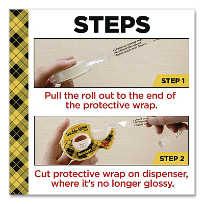 Scotch Double-Sided Permanent Tape in Handheld Dispenser, 1" Core, 0.5" x 11.11 yds, Clear, 2/Pack (137DM2)