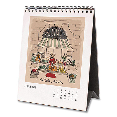 Travel Sketchbook Monthly Desk Calendar, 6 x 7.5, Travel Artwork Sheets, 12-Month (Jan to Dec): 2026 (CAL101)
