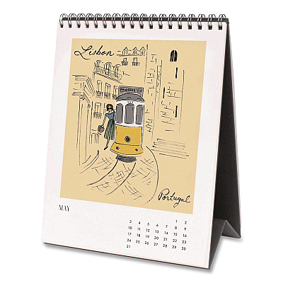 Travel Sketchbook Monthly Desk Calendar, 6 x 7.5, Travel Artwork Sheets, 12-Month (Jan to Dec): 2026 (CAL101)