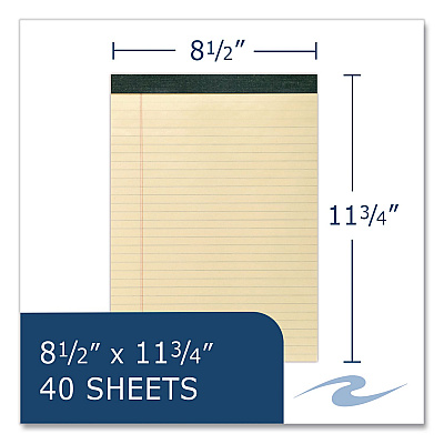 Roaring Spring Recycled Legal Pad, Wide/Legal Rule, (40) Canary 8.5 x 11 Sheets (74712EA)