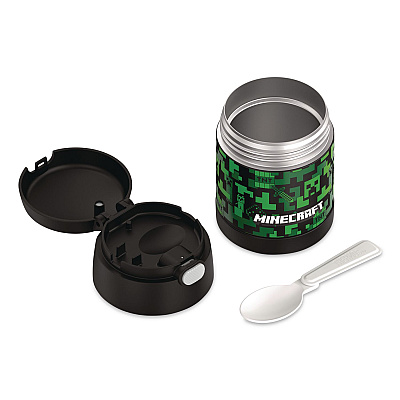 Thermos FUNTainer Minecraft Two-Compartment Food Jar, 10 oz, Black/Multicolor (F3102MI6)