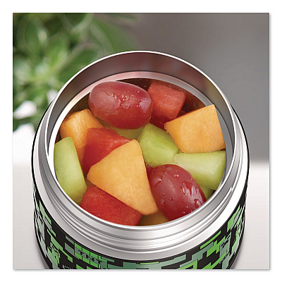 Thermos FUNTainer Minecraft Two-Compartment Food Jar, 10 oz, Black/Multicolor (F3102MI6)