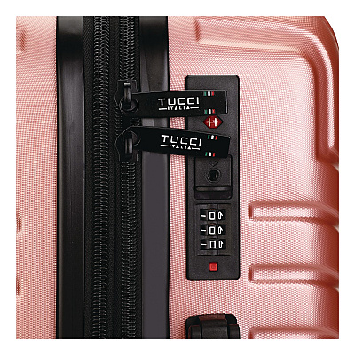 TUCCI SPETTACOLO Hardside Carry-On Spinner Suitcase, 13.7 x 8.2 x 20, Rose Gold (T072220INRGD)