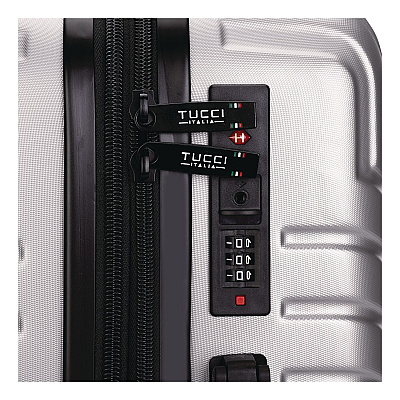 TUCCI SPETTACOLO Hardside Carry-On Spinner Suitcase, 13.7 x 8.2 x 20, Titanium Silver (T072220INTSL)