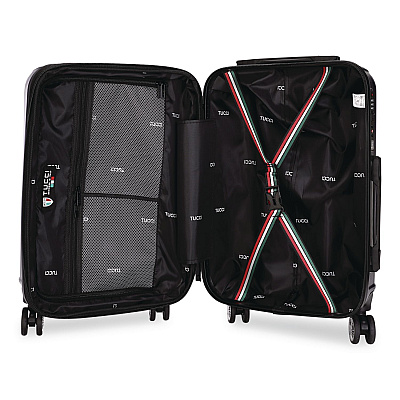TUCCI TESORO Hardside Carry-On Spinner Suitcase, 13.7 x 7.6 x 22.8, Blue (T073120INBLU)