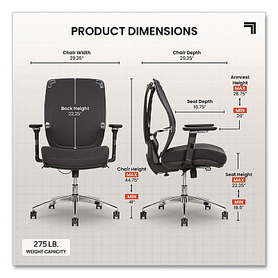 Sharper Image Flex Back Ergonomic Mesh Swivel Task Chair, Supports 275 lbs, 18.5" to 22.25" Seat Height, Dark Gray Seat/Back, Silver Base (60118DGRY)