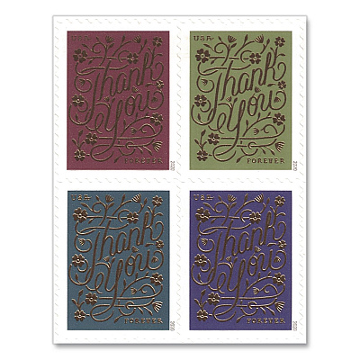 United States Postal Service 1 oz First-Class Forever Stamps, Thank You, 100/Pack (FORTHANKYOU1)
