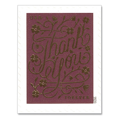 United States Postal Service 1 oz First-Class Forever Stamps, Thank You, 20/Pack (FORTHANKYOU2)