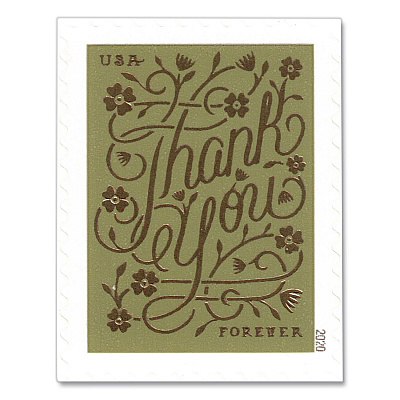 United States Postal Service 1 oz First-Class Forever Stamps, Thank You, 20/Pack (FORTHANKYOU2)