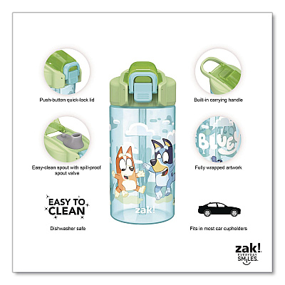 Jubilee Plastic Water Bottle, Bluey, 16 oz, Blue/Green (001000273)