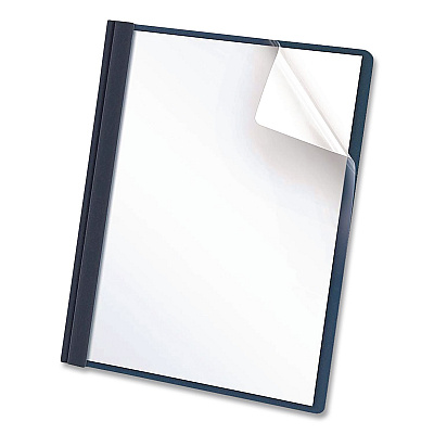 Oxford Clear Front Standard Grade Report Cover, Three-Prong Fastener, 0.5" Capacity, 8.5 x 11,  Clear/Dark Blue (55838EA)
