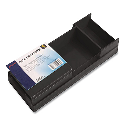 Officemate 4-Piece Desktop Supplies Organizer Set, Black, Plastic (21532B)
