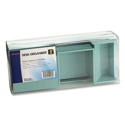 Officemate 4-Piece Desktop Supplies Organizer Set, Teal, Plastic (21532T)