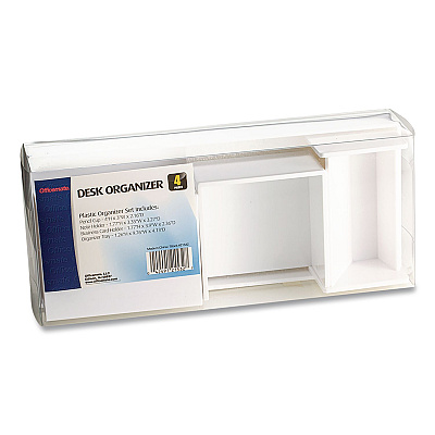 Officemate 4-Piece Desktop Supplies Organizer Set, White, Plastic (21532W)